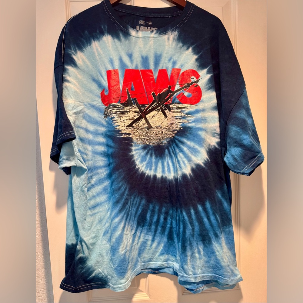 Jaws (Film) Tie-Dye Short Sleeve Tee - Blue